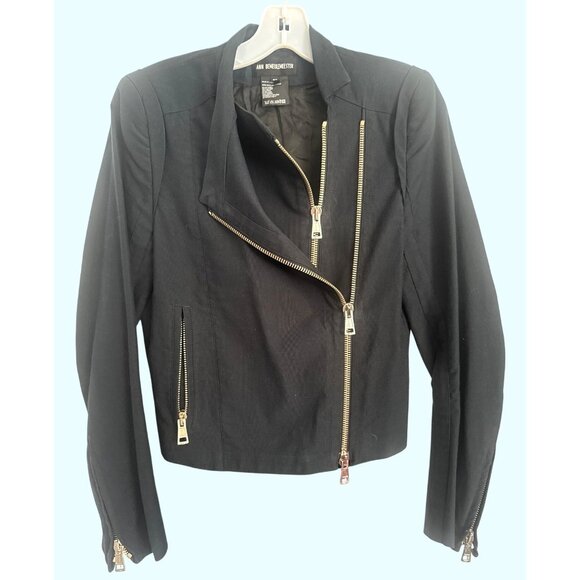 Ann Demeulemeester Women's Black Moto Jacket Zipper Biker Size 36 small SM - Picture 1 of 5